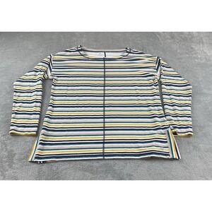 T By Talbots Women's Blouse L. Pink Multicolored Striped Stretch C22